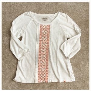 Girls 3/4 length embroidered shirt